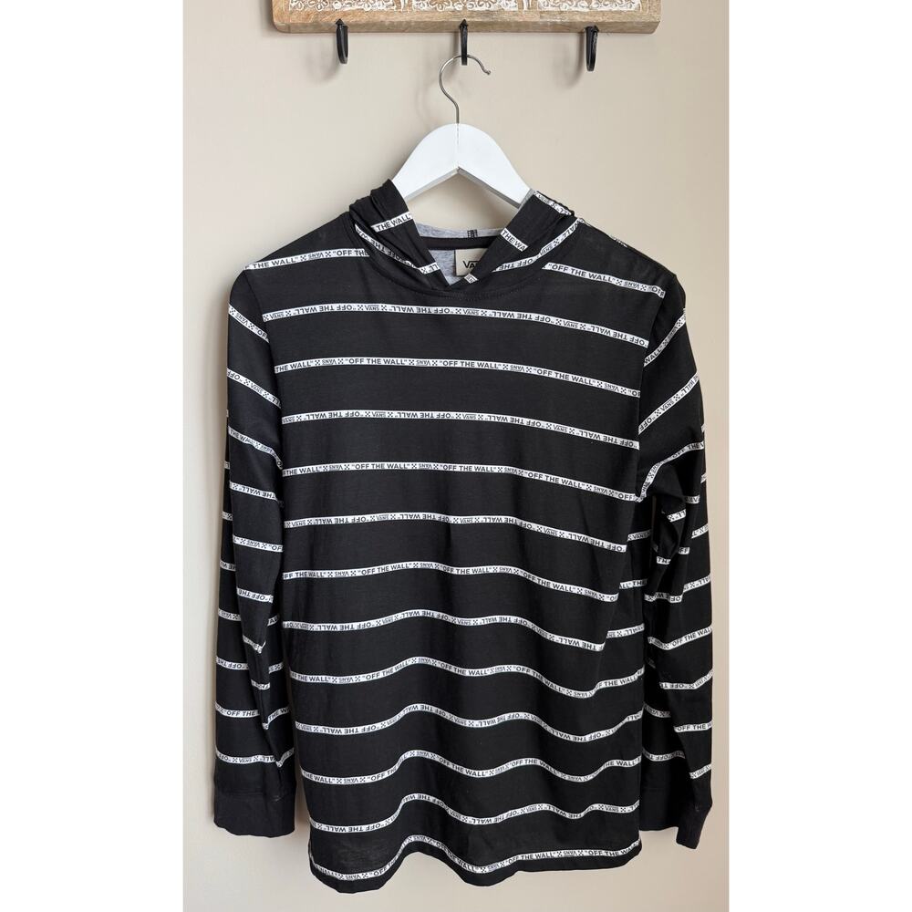 Vans Boys Off The Wall Black Long Sleeve Pullover Hoodie sz L